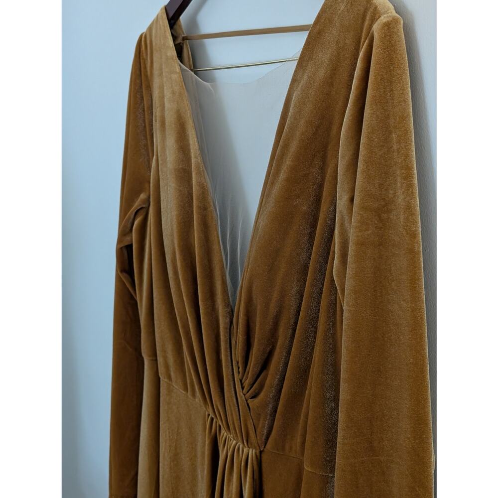 Jenny Yoo Ryland Velvet Gown in Marigold - Long Sleeve Maxi Dress - Size 18 - Picture 4 of 11
